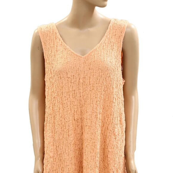 Free People Free Est Aida Maxi Dress A Line Crinkle Knit Sleeveless L New 284435 - Picture 6 of 9